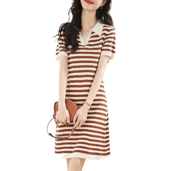 4G Striped Polo Dress In Wool And Cotton  | Womens Dresses