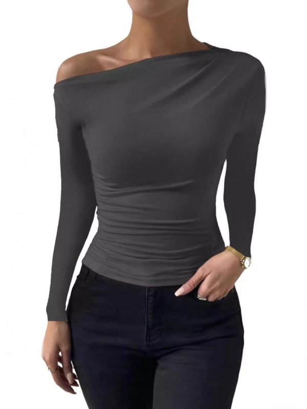 Asymmetric Draped Top In Jersey  | Womens Tops & Shirts