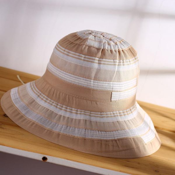 Bucket Hat In Cotton Towelling With Stripes  | Mens Beanies & Caps