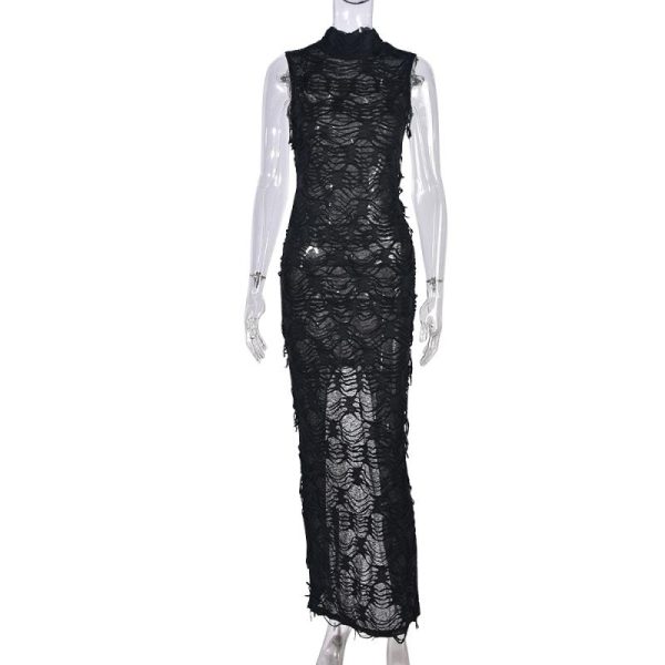 Evening Dress In Lace With Embroidered Pearls  | Womens Dresses