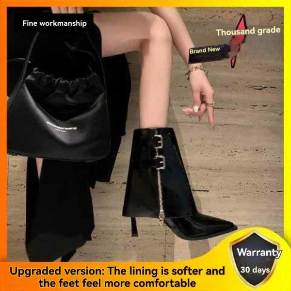 Shark Lock Buckles Ankle Boots In Leather  | Womens Boots & Booties