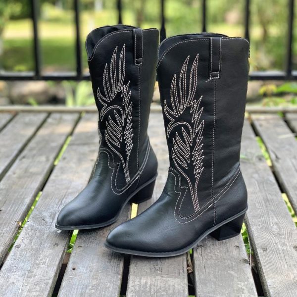 Shark Lock Cowboy Ankle Boots In Leather  | Womens Boots & Booties