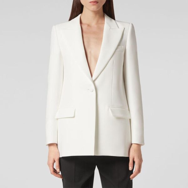 Slim Fit Jacket In Wool And Mohair With Satin Collar  | Womens Coats & Jackets