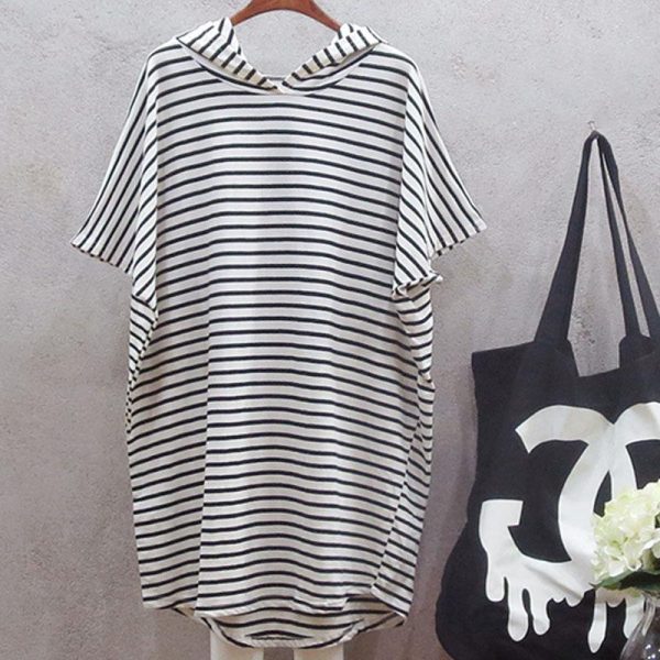 Striped Poncho In Cotton Towelling With 4G Detail  | Womens Sweatshirts & Hoodies