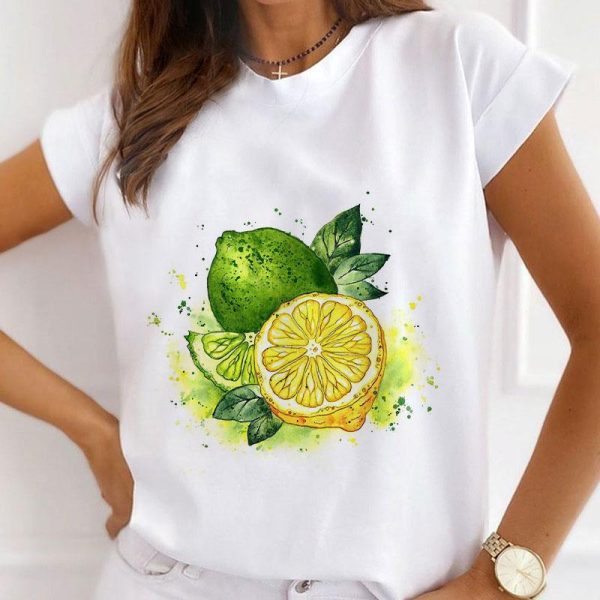 T-Shirt In Cotton With 4G Detail And Lemon Print  | Womens T-Shirts