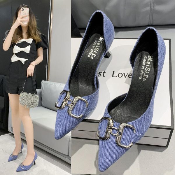 Voyou Slingbacks In Washed Denim  | Womens Heels