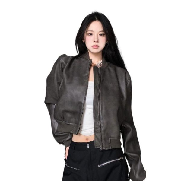 Voyou Varsity Jacket In Leather  | Womens Coats & Jackets