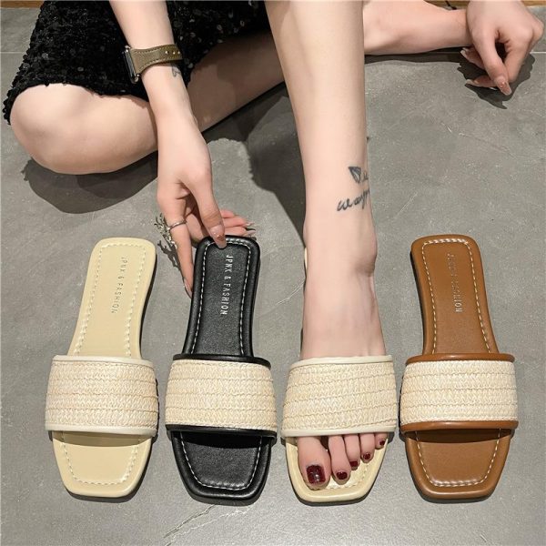 4G Flat Mules In Raffia  | Womens Slides & Sandals